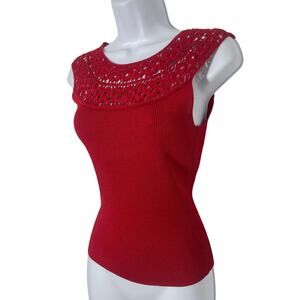 Vintage y2k Crochet Silk Top Red | XS